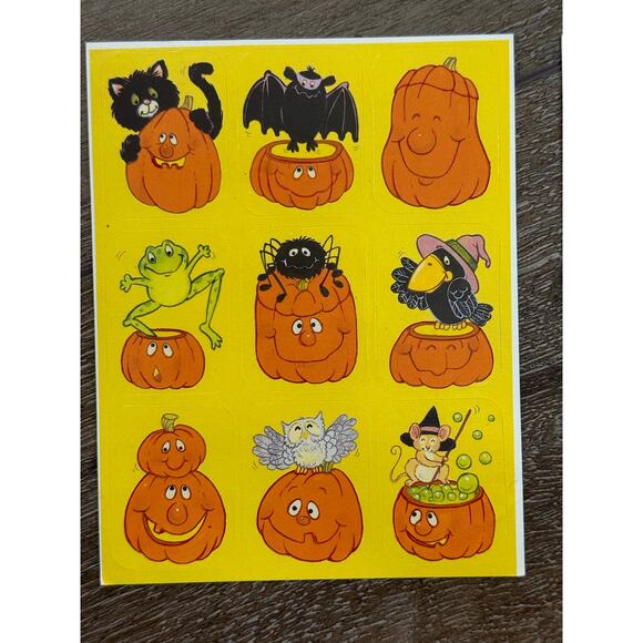 Vintage 80s Teachers Halloween Stickers Lot Reward Incentive Garfield Pumpkins - Picture 9 of 11